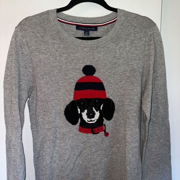 Tommy Hilfiger Women’s Winter Dog Gray Sweater Medium NWT - Picture 3 of 11